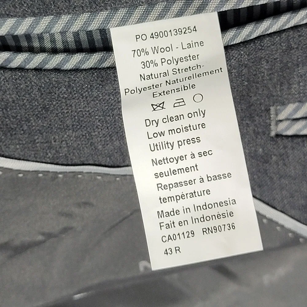 Michael Kors Mens Sport Coat Blazer Two Button Gray Sharkskin Wool Blend 43R NEW